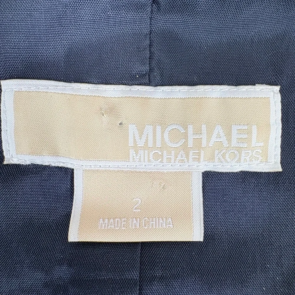 MICHAEL‎ Michael Kors Womens Black Gray Geometric Print Blazer Jacket Size 2